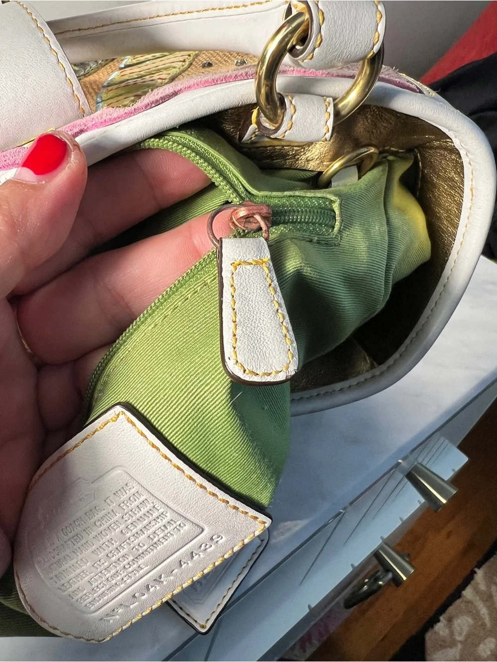 VINTAGE Coach RARE Y2K Leafy Ladybug Boxy Straw Tote Bag Limited Edition 4439 - Picture 14 of 17
